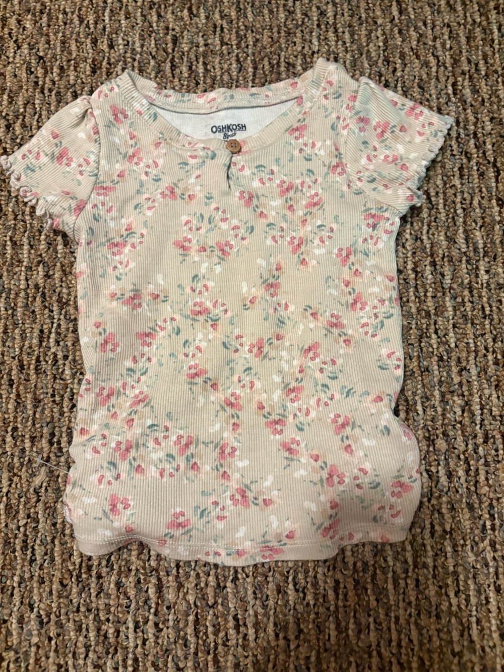 OshKosh B'gosh Cream Floral Ruffle Sleeve Top